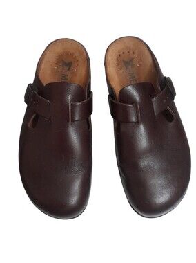 Mephisto Zaverios Brown Leather Slip-On Clog with Adjustable Strap